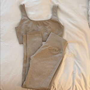Women's Tan Ribbed Knit Set